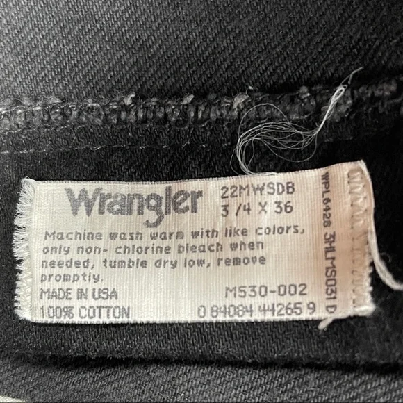 WRANGLER vintage 90s black denim wide leg high waist crop jeans pants - Picture 4 of 9